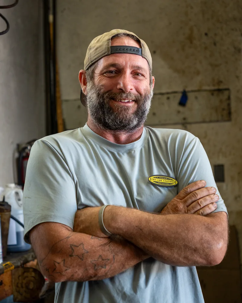 Chris of the Pro-Line Coatings crew in the Bay City shop
